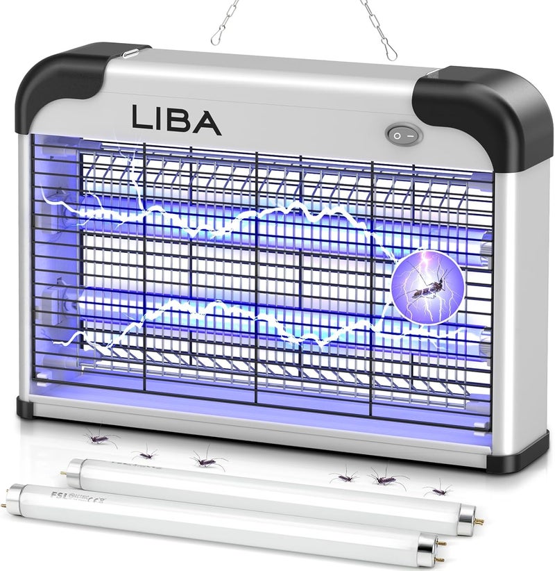 LiBa Electric Bug Zapper, Indoor Insect Killer - (2) Extra Replacement Bulbs - Fly, Mosquito Killer and Repellent - Lightweight, Powerful 2800V Grid, Easy-to-Clean, with a Removable Washable Tray. - Image 1